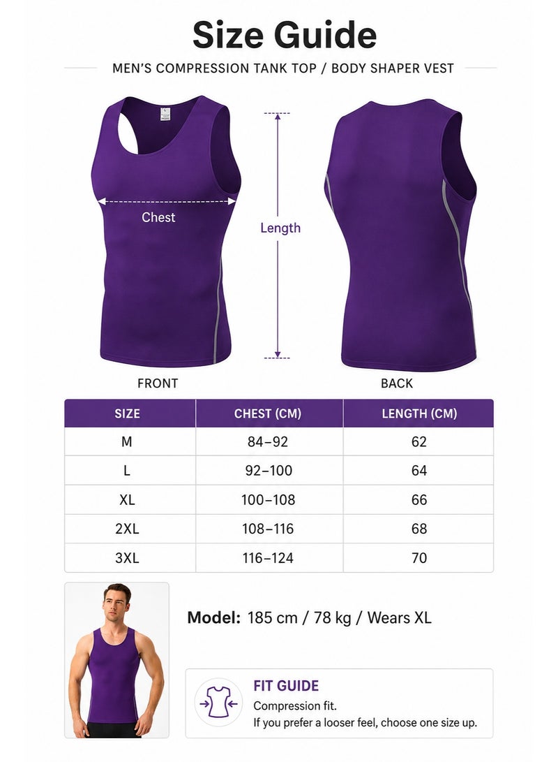 Men's Compression Tank Top Body Shaper Vest, Slim Fit Sleeveless Undershirt for Gym Workout and Daily Wear ﻿ - Image 2