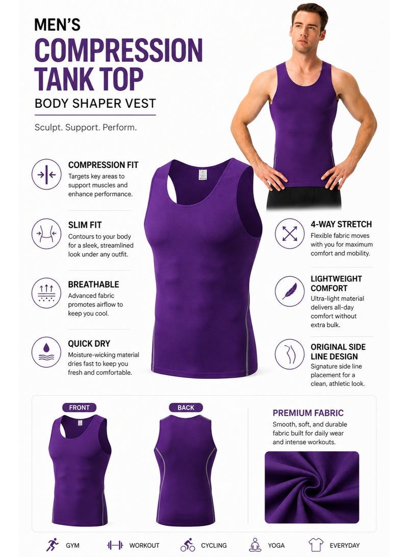 Men's Compression Tank Top Body Shaper Vest, Slim Fit Sleeveless Undershirt for Gym Workout and Daily Wear ﻿ - Image 5
