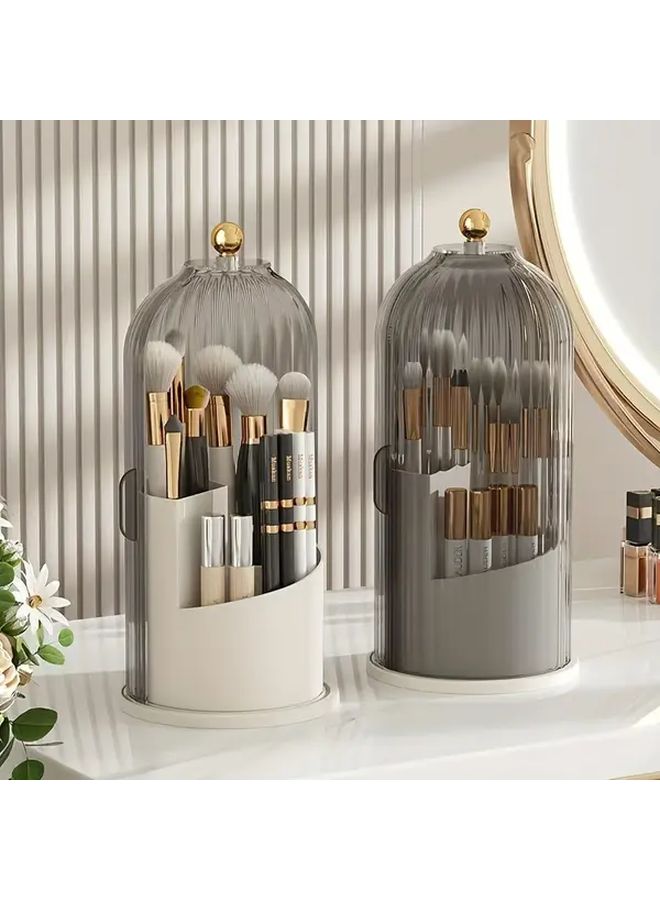 Black Rotating Makeup Organizer For Brushes Lipstick Eyeshadow Toothbrush Storage - Image 1