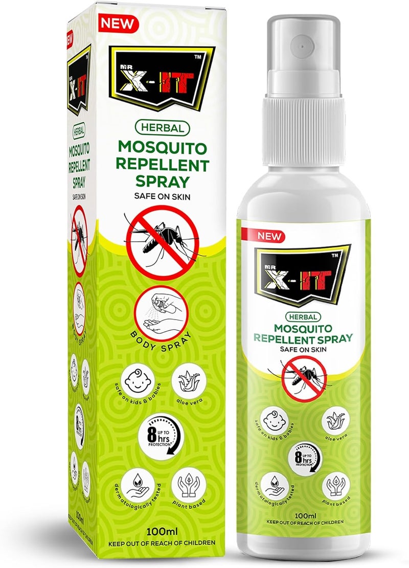 Mr. X-IT Mosquito Repellent Spray- Upto 8 Hours Protection, Dermatologically Tested, Safe on Babies and Kids, Protection from Mosquitoes Bites, Yellow Fever, Malaria, Dengue Fever, Chikungunia, 100ml  - Image 1