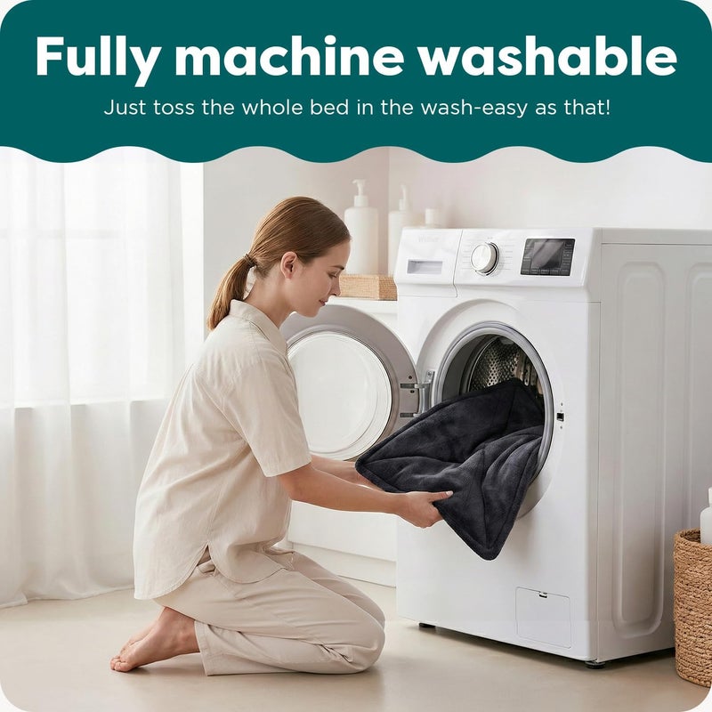 Furhaven ThermaNAP Self-Warming Cat Bed for Indoor Cats & Small Dogs, Washable & Reflects Body Heat - Quilted Faux Fur Reflective Bed Mat - Black, Small - Image 4