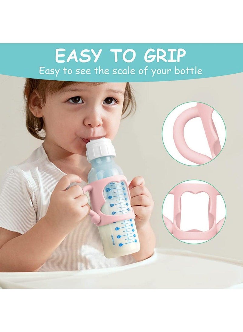 MARHABABY 3 Pack Silicone Feeding Bottle Sleeve Portable Baby Bottle Holder with Easy Grip Handles Non-Slip Lightweight Bottle Handle - Image 5