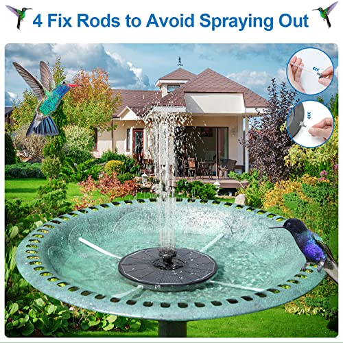 GAIZERL 3.5W Solar Fountain with 2000mAh Battery - Work On Cloudy Days - Upgrade Glass Panel Solar Bird Bath Fountain, Hummingbird Water Feature Pump with 7 Nozzles, 4 Fixed Pipes for Garden, Pool - Image 3