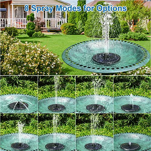 GAIZERL 3.5W Solar Fountain with 2000mAh Battery - Work On Cloudy Days - Upgrade Glass Panel Solar Bird Bath Fountain, Hummingbird Water Feature Pump with 7 Nozzles, 4 Fixed Pipes for Garden, Pool - Image 2