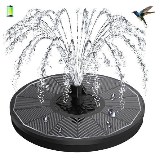 GAIZERL 3.5W Solar Fountain with 2000mAh Battery - Work On Cloudy Days - Upgrade Glass Panel Solar Bird Bath Fountain, Hummingbird Water Feature Pump with 7 Nozzles, 4 Fixed Pipes for Garden, Pool - Image 1