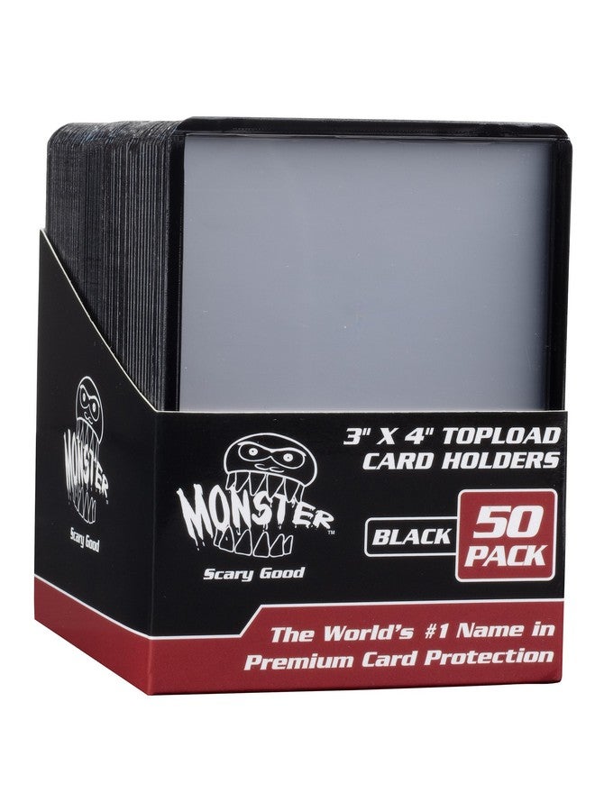 Monster Protectors Monster Top Loaders for Collectible Trading Cards - 50 Count 3"x4" Clear Hard Plastic Protector (Black Border) - Easily Sort Your TCG Cards by Color- Compatible w MTG, Magic Gathering, Yugioh, Sports  - Image 2