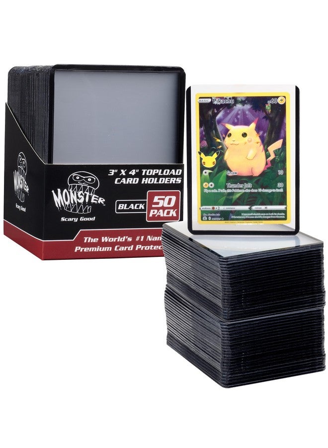 Monster Protectors Monster Top Loaders for Collectible Trading Cards - 50 Count 3"x4" Clear Hard Plastic Protector (Black Border) - Easily Sort Your TCG Cards by Color- Compatible w MTG, Magic Gathering, Yugioh, Sports  - Image 4