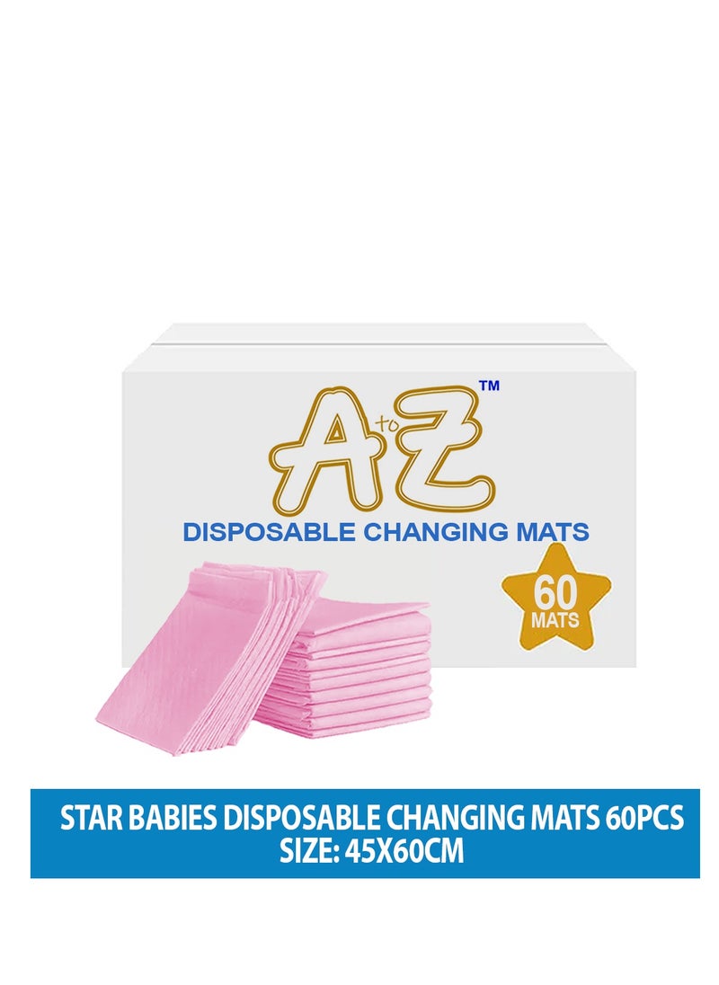 A TO Z A to Z - Disposable Changing Mat size (45cm x 60cm) Large- Premium Quality for Baby Soft Ultra Absorbent Waterproof - Pack of 60 - Pink  - Image 2