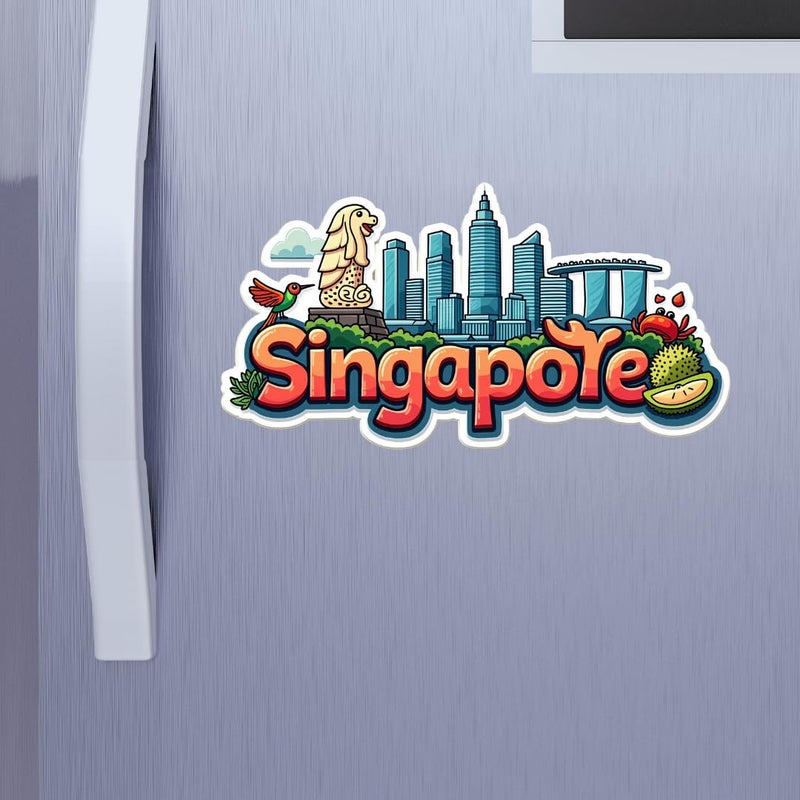 GiftODay Singapore Country Theme Souvenir Wooden Fridge Magnet for Refrigerator Singapore Fridge Magnet for Kitchen Home Decor Perfect Souvenir Gift Size 3x3 Inches Pack of 1 - Image 2