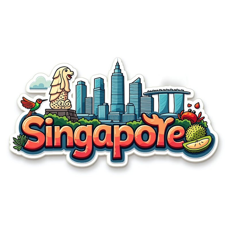 GiftODay Singapore Country Theme Souvenir Wooden Fridge Magnet for Refrigerator Singapore Fridge Magnet for Kitchen Home Decor Perfect Souvenir Gift Size 3x3 Inches Pack of 1 - Image 1