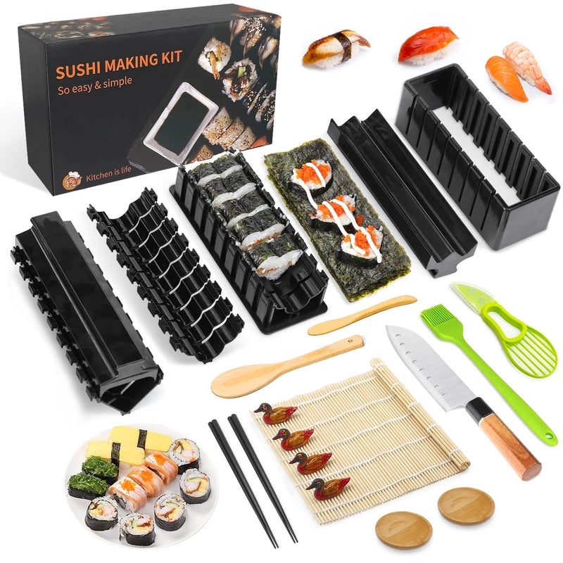 MLRYH Sushi Making Kit Sushi Maker Set for Beginners Plastic Premium Set Sushi Tool Set Sushi Rice Roll Mold Shapes DIY Sushi Prefect Home Sushi Tool 21 Pcs