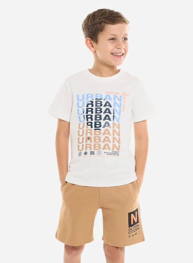 فكتور اند جين Victor And Jane Boys Urban Graphic T-Shirt and Shorts Set