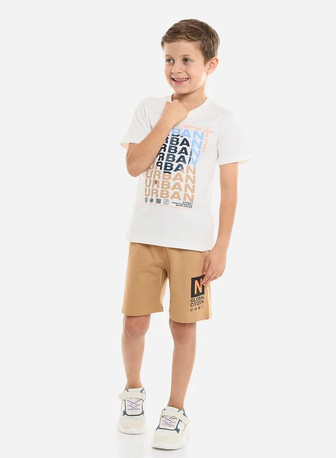 فكتور اند جين Victor And Jane Boys Urban Graphic T-Shirt and Shorts Set
