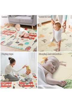 EMZJ Big Size Baby Crawling Play Floormat Foam Non Toxic Foldable Reversible Playing Mat Giraffe Scale  - Image 4