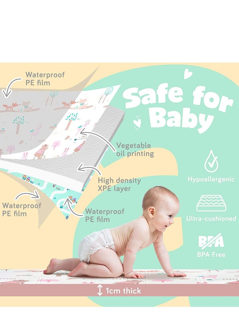 EMZJ - Big Size Baby Crawling Play Floormat Foam Non Toxic Foldable Reversible Playing Mat Giraffe Scale - Image 1