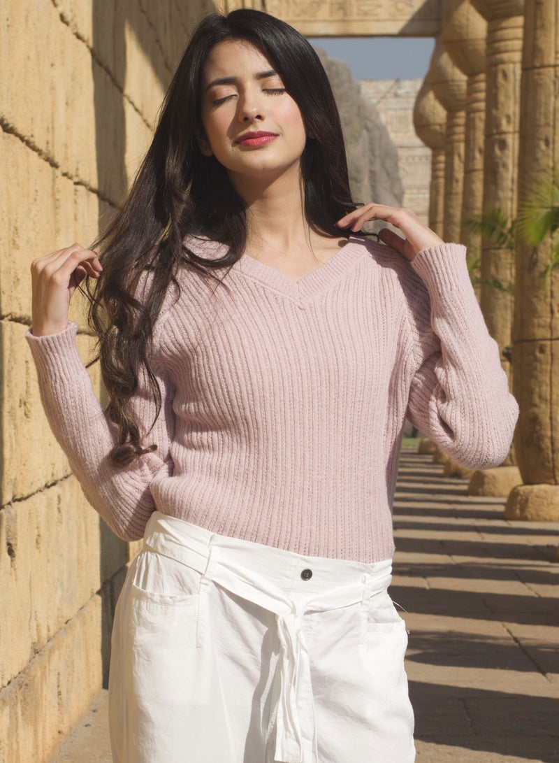 P FOR PRETTY V Neck Sweater Pink - Image 2