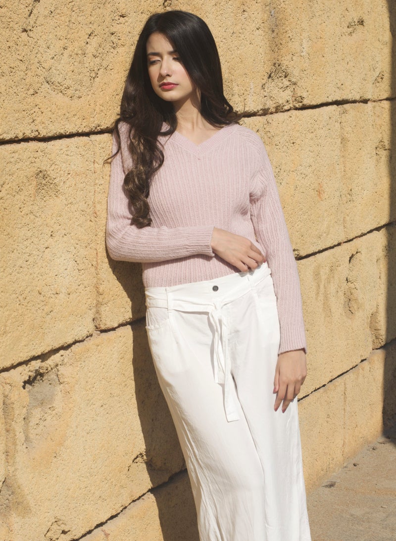 P FOR PRETTY V Neck Sweater Pink - Image 3