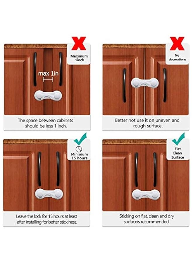 Gonice 10 Pcs Cabinet Locks for Babies, Uandhome Child Safety Locks Drawer Locks Baby Proofing Baby Cabinet Safety Latches Kitchen System with Strong Adhesive Tape  - Image 5