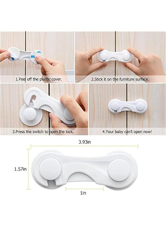 Gonice 10 Pcs Cabinet Locks for Babies, Uandhome Child Safety Locks Drawer Locks Baby Proofing Baby Cabinet Safety Latches Kitchen System with Strong Adhesive Tape - Image 2