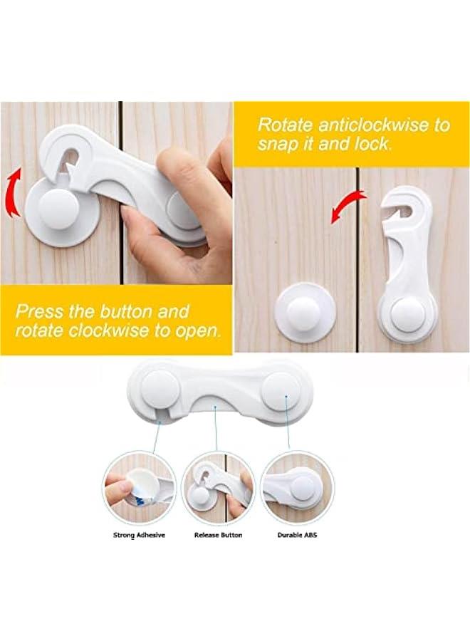 Gonice 10 Pcs Cabinet Locks for Babies, Uandhome Child Safety Locks Drawer Locks Baby Proofing Baby Cabinet Safety Latches Kitchen System with Strong Adhesive Tape - Image 3