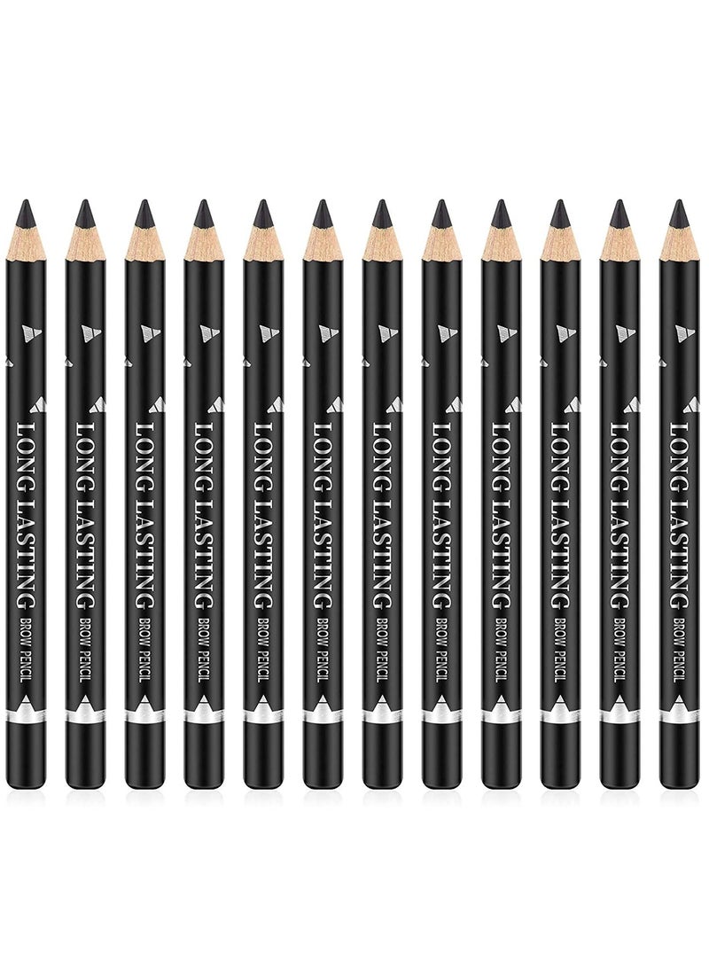 Generic 12 Piece Waterproof Brow Pencil, Sweatproof Long Lasting Makeup Pencil, Eyebrow Eyeliner Pencils Makeup Pen, Women Professional Eye Makeup Pencil (Black)  - Image 1