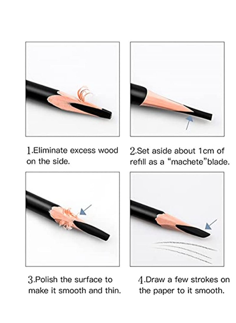 12 Piece Waterproof Brow Pencil, Sweatproof Long Lasting Makeup Pencil, Eyebrow Eyeliner Pencils Makeup Pen, Women Professional Eye Makeup Pencil (Black)