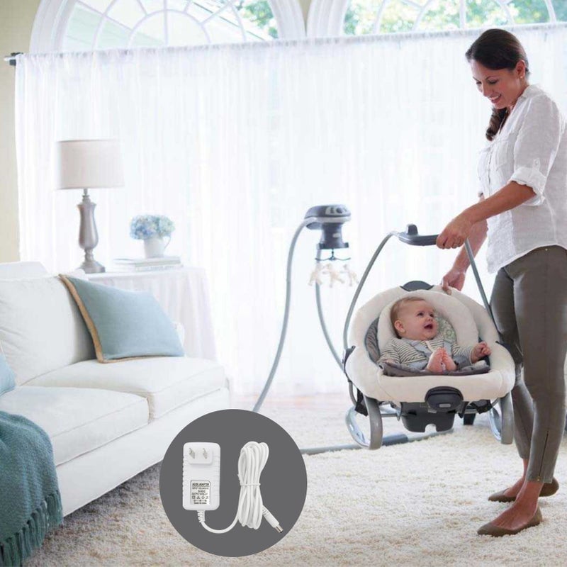 PDEEY سلك طاقة بديل لمهد الأطفال Graco DuoGlider و DuetSoothe و Dreamglider و Simple Sway و Sweetpeace شاحن 5V محول تيار متردد أبيض - Image 5