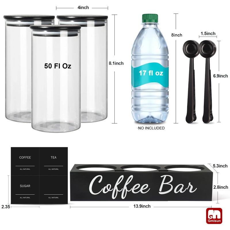 GM GMISUN Canister Gmisun Coffee Canister 3 PCS 50 Fl Oz Coffee Storage Canisters مع أغطية محكمة الإغلاق - Image 3