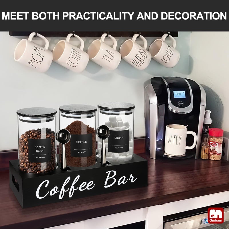 GM GMISUN Canister Gmisun Coffee Canister 3 PCS 50 Fl Oz Coffee Storage Canisters مع أغطية محكمة الإغلاق - Image 4