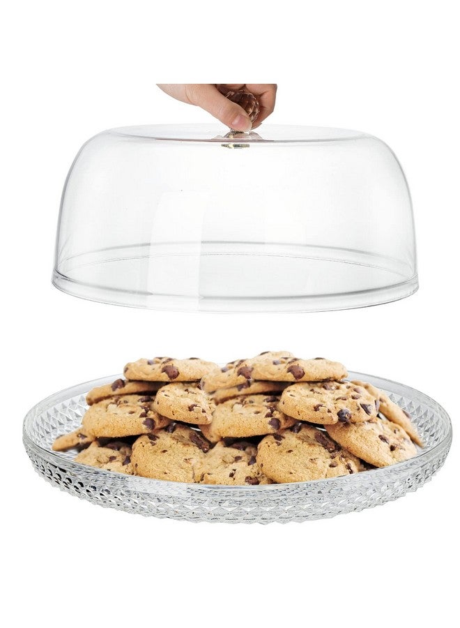 AVLA Acrylic Cake Plate with Dome, 13 Inch Cake Stand with Cover, Diamond Pattern Serving Platter with Lid for Display, Party, Entertaining, Diamond Shaped Handle - Image 3