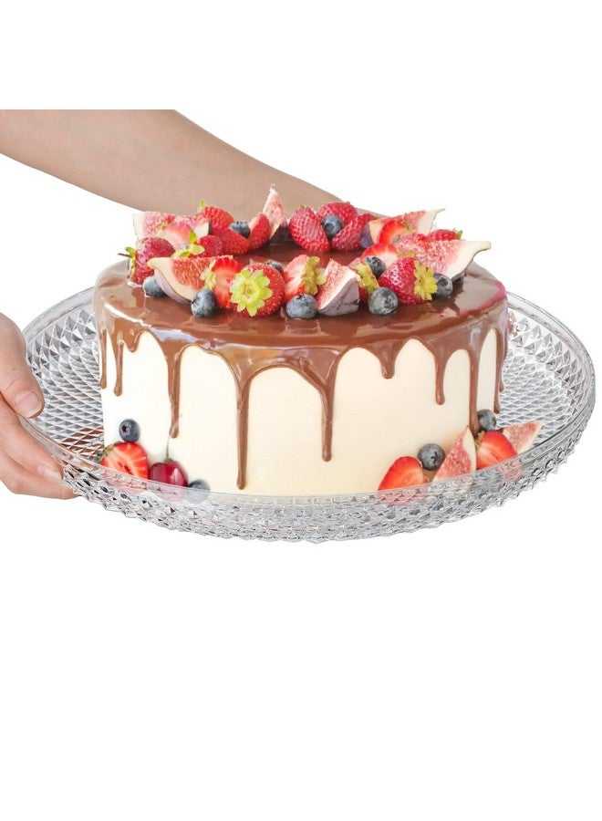 AVLA Acrylic Cake Plate with Dome, 13 Inch Cake Stand with Cover, Diamond Pattern Serving Platter with Lid for Display, Party, Entertaining, Diamond Shaped Handle - Image 4