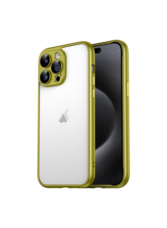 اس-توب جراب لهاتف iPhone 15 Pro Macaron PC Phone إطار بحواف نقية مع غشاء زجاجي للعدسات - Image 1