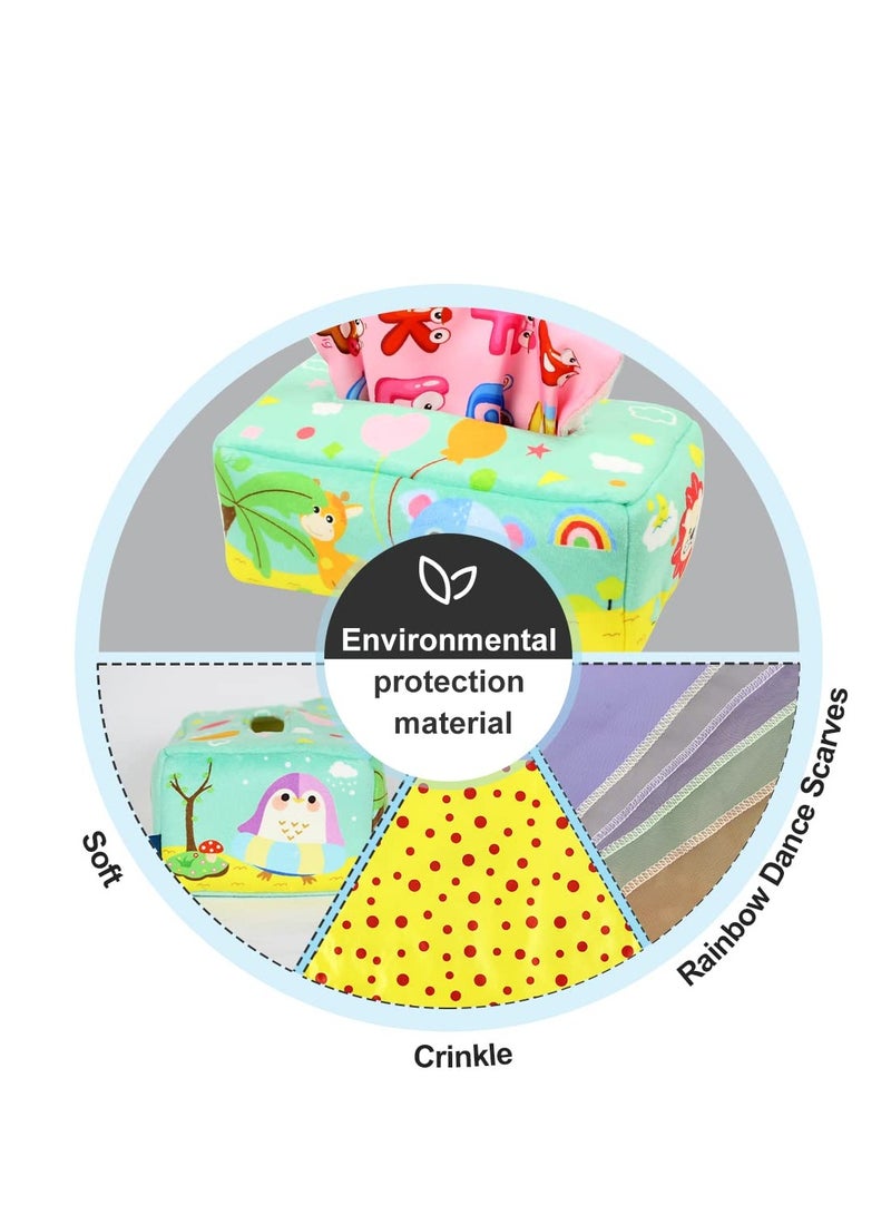 لعبة صندوق المناديل السحرية من مونتيسوري للأطفال، لعب حسي مهدئ للأطفال من عمر سنة، هدية تعلم مبكر للأطفال، هدية مثالية لحفل استقبال المولود. - Image 4