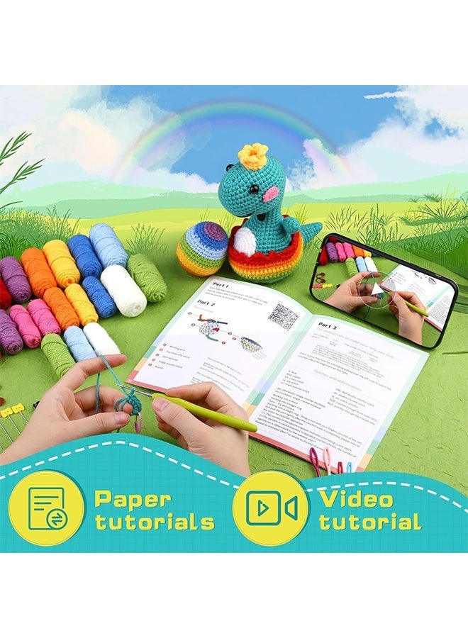 Lemon Knitting Kit for Beginners Crochet Animal Kit for Beginners in Step by Step Video Tutorials, Beginner Crochet Kit for Adults (Blue) - Image 5