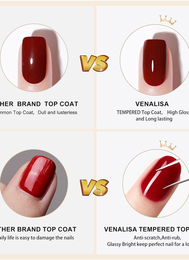 Venalisa - VENALISA 2 Pcs No Wipe Tempered Gel Top Coat and Base Coat Set Gel Nail Polish, Soak Off UV LED Nail Gel Polish Nail Art Starter Manicure Salon DIY at Home - Image 1