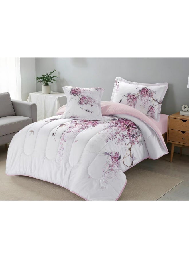 SMART HOME Luxurious 4-Piece Bedding Set with Comfortable Filling – Soft Quilted Duvet Set with Fitted Sheet, Pillowcase, and Cushion Cover – Elegant Modern Bedding Set for Bedrooms and Complete Bed – Duvet Size: 230x170 cm, Fitted Sheet Size: 200x120+30 cm (Color as pictured) - Image 1