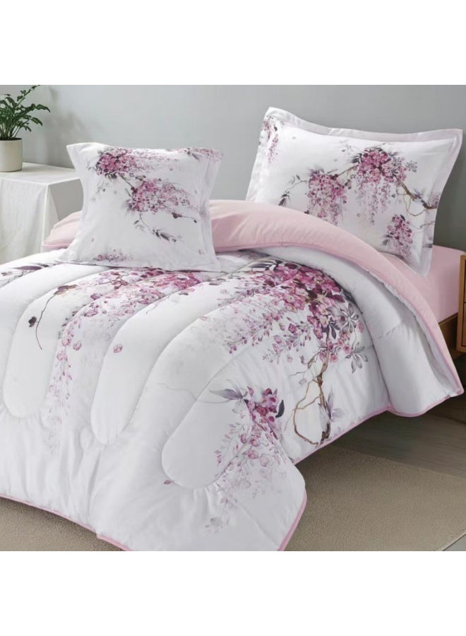 SMART HOME Luxurious 4-Piece Bedding Set with Comfortable Filling – Soft Quilted Duvet Set with Fitted Sheet, Pillowcase, and Cushion Cover – Elegant Modern Bedding Set for Bedrooms and Complete Bed – Duvet Size: 230x170 cm, Fitted Sheet Size: 200x120+30 cm (Color as pictured) - Image 3