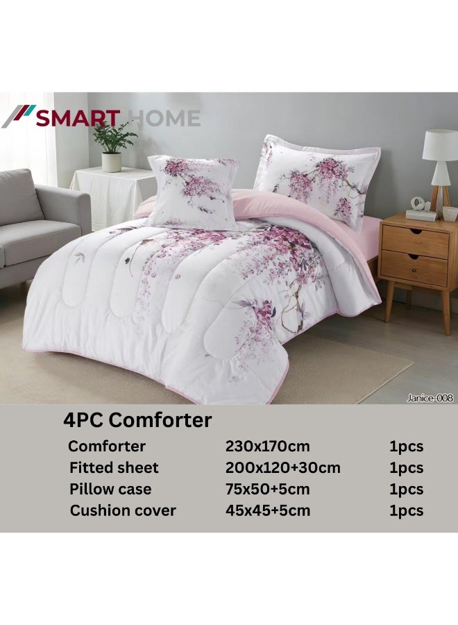 SMART HOME Luxurious 4-Piece Bedding Set with Comfortable Filling – Soft Quilted Duvet Set with Fitted Sheet, Pillowcase, and Cushion Cover – Elegant Modern Bedding Set for Bedrooms and Complete Bed – Duvet Size: 230x170 cm, Fitted Sheet Size: 200x120+30 cm (Color as pictured) - Image 2