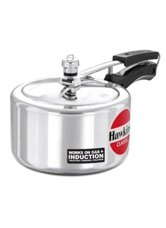 Hawkins 3 Liters Classic Aluminium Wide Pressure Cooker With Inner Lid,Induction Compatible,Silver  - Image 1
