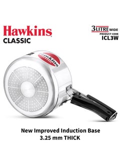 Hawkins 3 Liters Classic Aluminium Wide Pressure Cooker With Inner Lid,Induction Compatible,Silver  - Image 2
