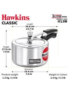 Hawkins 3 Liters Classic Aluminium Wide Pressure Cooker With Inner Lid,Induction Compatible,Silver  - Image 4