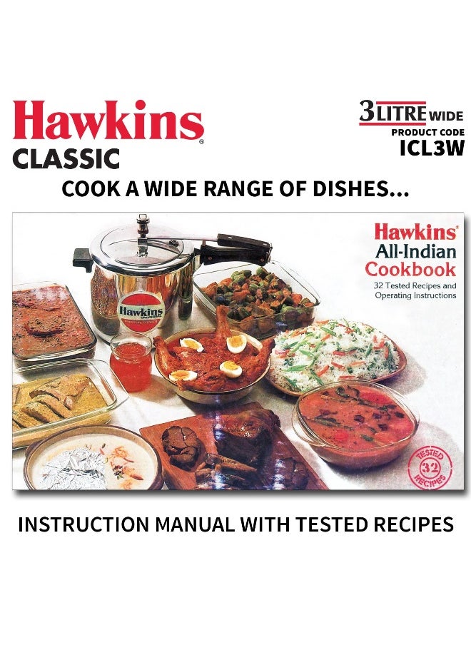 Hawkins قدر ضغط فضي ٣ لترات كلاسيكي مصنوع من مادة متينة قابلة للاستقراء، تصميم واسع مصنوع من الألمنيوم النقي، مصقول خارجيًا  - Image 5