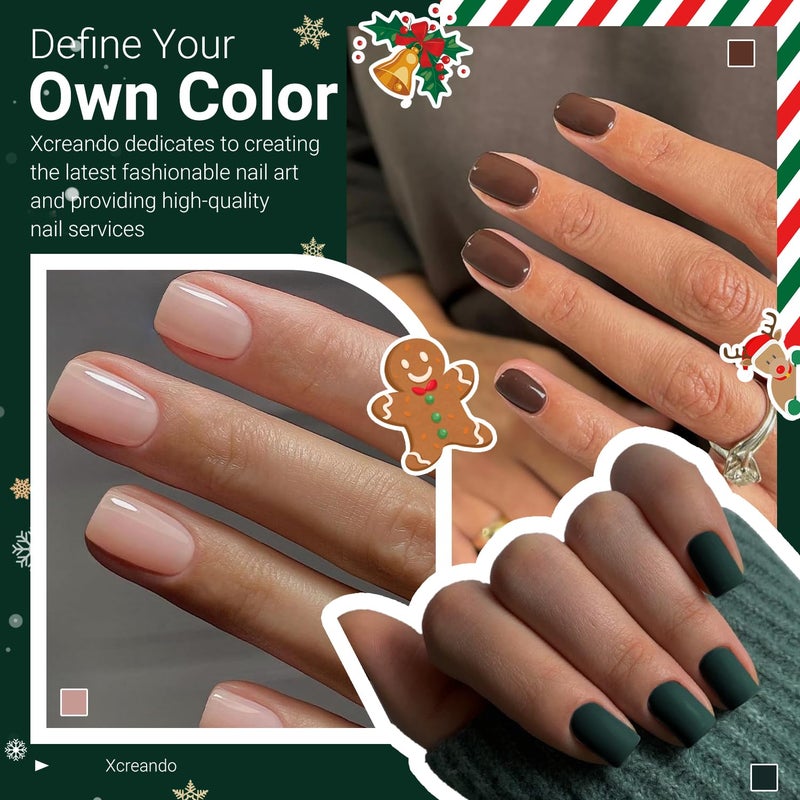 XCREANDO Matte Emerald Green Press on Nails Short Square Fake Nails Short Square Nails Press ons, Soft Gel Acrylic Glue on Nails Stick on for Women Thick Solid Color 24pcs - Image 5
