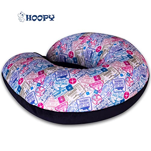 HOOPY Travel Neck Pillow in Soft Fabric for Head, Neck, Shoulder Support Filled with Soft Memory Foam Filling | Multi Purpose Neck Pillow| Neck Rest | Neck Pain | Travel Print - Image 5