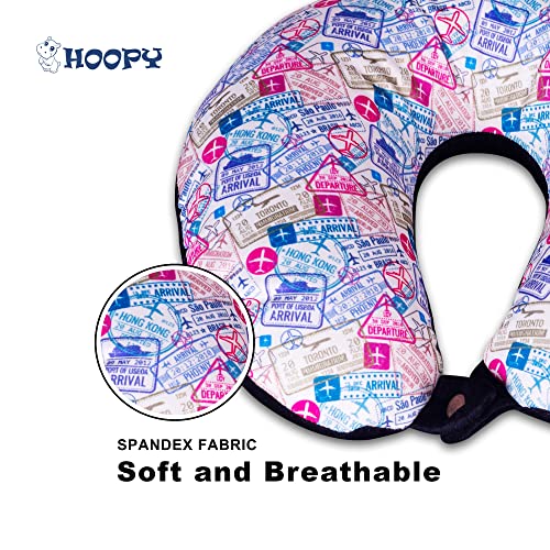 HOOPY Travel Neck Pillow in Soft Fabric for Head, Neck, Shoulder Support Filled with Soft Memory Foam Filling | Multi Purpose Neck Pillow| Neck Rest | Neck Pain | Travel Print - Image 4