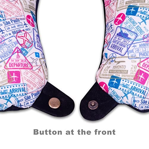 HOOPY Travel Neck Pillow in Soft Fabric for Head, Neck, Shoulder Support Filled with Soft Memory Foam Filling | Multi Purpose Neck Pillow| Neck Rest | Neck Pain | Travel Print - Image 2