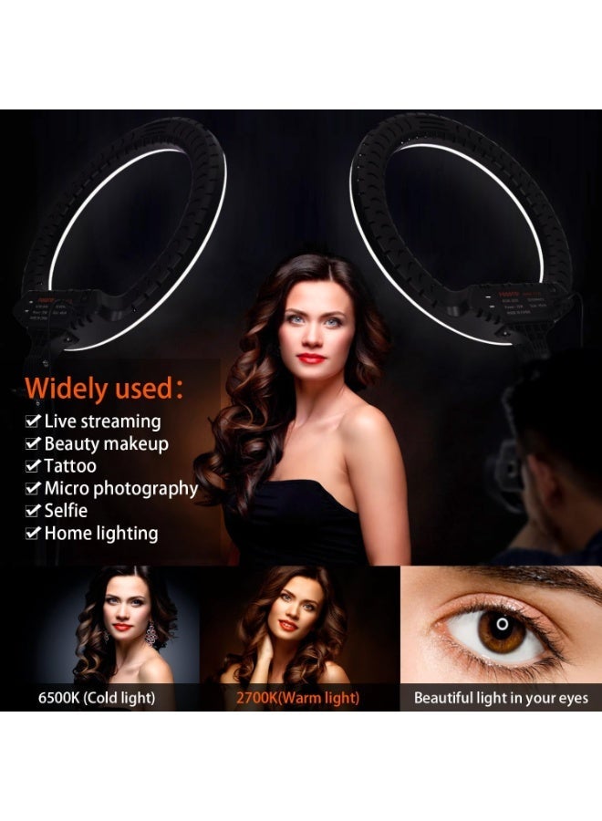 MUNTAQI 18" Ring Light with Tripod Stand & Dual Phone Holder – RL-18 White LED Ring Lamp for Live Streaming, Makeup, Video Recording, Photography, TikTok, YouTube, Zoom Lighting Kit - Image 2