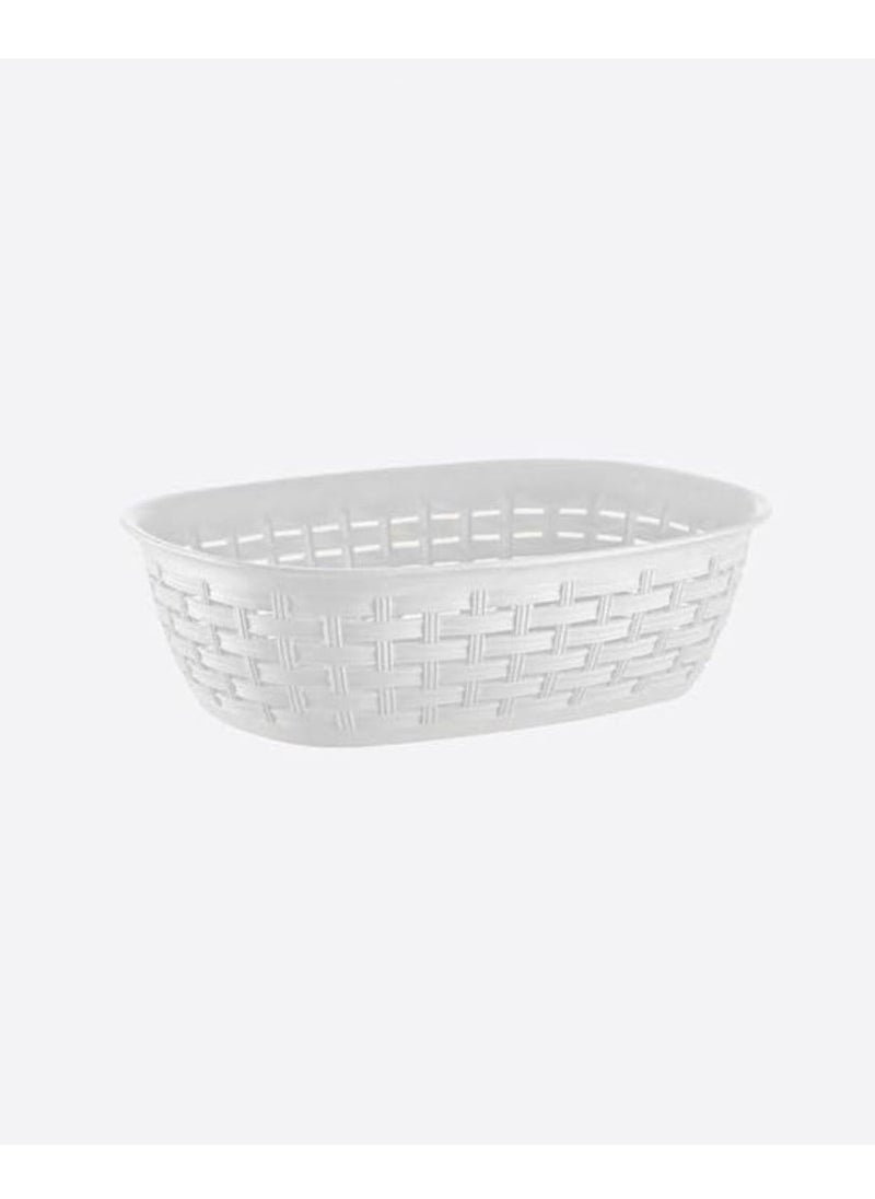Generic - Dunya Rattan Bread Storage Basket Oval Container Serving Baskets Stackable Fruit Baskets Faux Rattan Storage Baskets For Food, Vegetables Snacks White - Image 1
