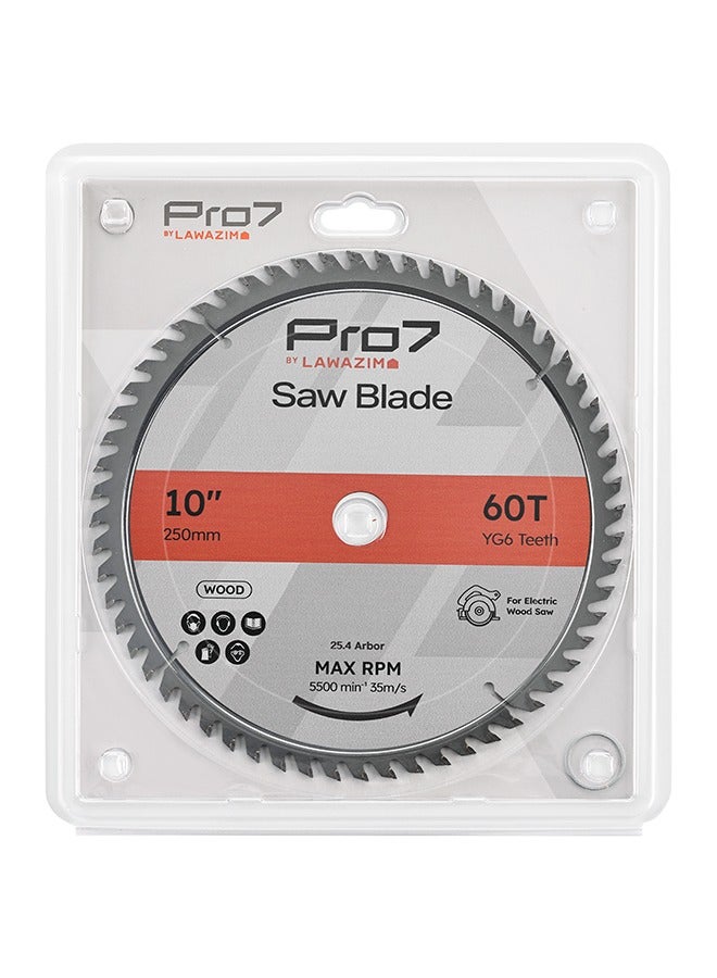 LAWAZIM Pro7 Circular Wood Saw Blade - 10inch, 60T - Tungsten Carbide-Tipped Wood Cutting Blade with Hardened Steel Body, 25.4mm Arbor, 5,500 RPM - for Hardwood, Softwood, Plywood, and DIY Woodworking  - Image 5