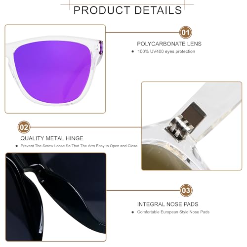 ANDWOOD Sunglasses for Women Men Mirrored UV Protection Cute Fun Teen Girls Sun glasses Outdoor Running Shades Mirror Hot Pink Purple - Image 4